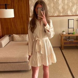 Zara satin cream dress